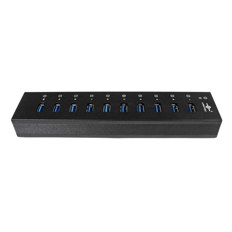 Vantec 10-Port USB 3.0 Hub, Aluminum, Full Powered, Mountable, with All Ports Data & Charging Up to 1.5A, BC 1.2, Premium 12V/5A, 60W Power Adapter (UGT-AH110U3-BK),Black - Image 3